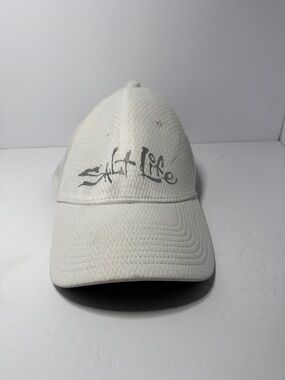 White Salt Life Embroidered Baseball Cap
